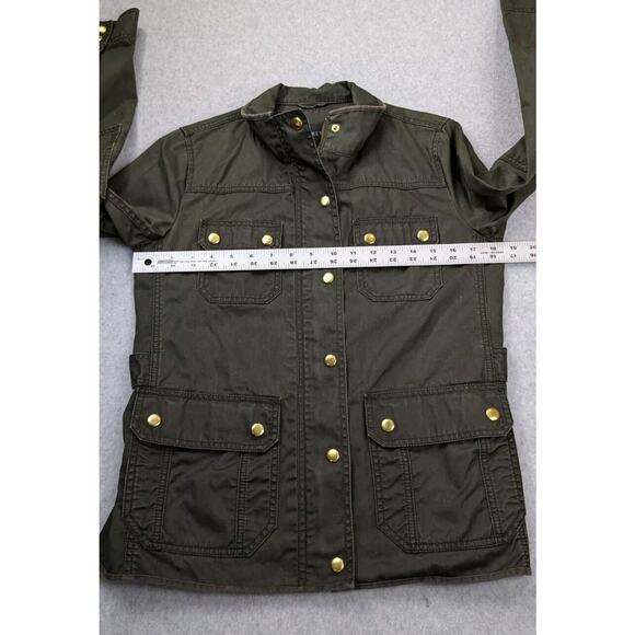 J.Crew Women's SM Downtown Field Jacket Mossy Brown/Green Utility Waxed Cotton - Picture 11 of 16